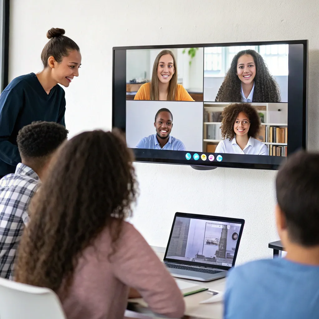 Online class session at MARVEXITH with a tutor and students in a virtual meeting